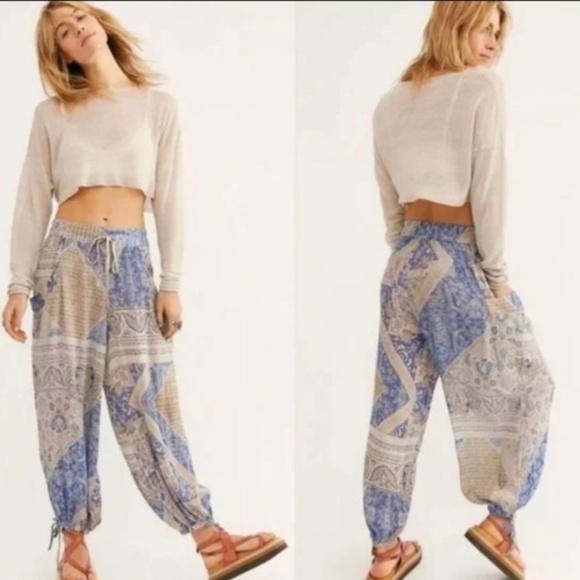 Free People Pants - Free people begonia balloon harem pants icy blue combo
